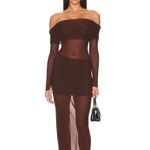 Lovers + Friends Sheer Brown Dress